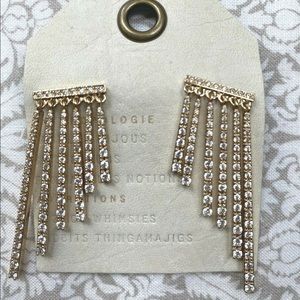 Anthropologie Elizabeth Chandelier Gold Earrings